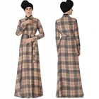 2019 plaid pattern muslim formal dress abaya fashion muslim blouse long shirts for muslim women