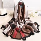Wholesale 2019 newest women silk feeling scarf 3colors luxury brand logo print stain silk ladies sunscreen shawls