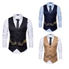 Wholesale Fashionable floral embroidery business suit vest men waistcoat