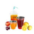 disposable cups 420ml size plastic PP cup with straw and printed