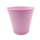 C Pot C Pink Metal Vintage Planters Galvanized Shabby Plant Pot