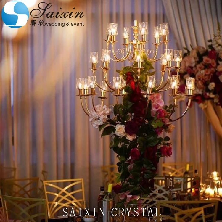 Luxury Metal Tall Floor Candle Stands For Wedding Standing