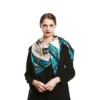 Wholesale fashion elegant chain flower pattern printed pure silk satin square women scarf bandana