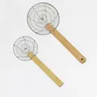 Metal Stainless Steel Stainless Steel Oil Skimmer Slotted Scoop Filter Colander Spoon with Wood Handle
