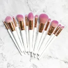 12pcs white wood handle light purple synthetic hair makeup brush set with opp bag