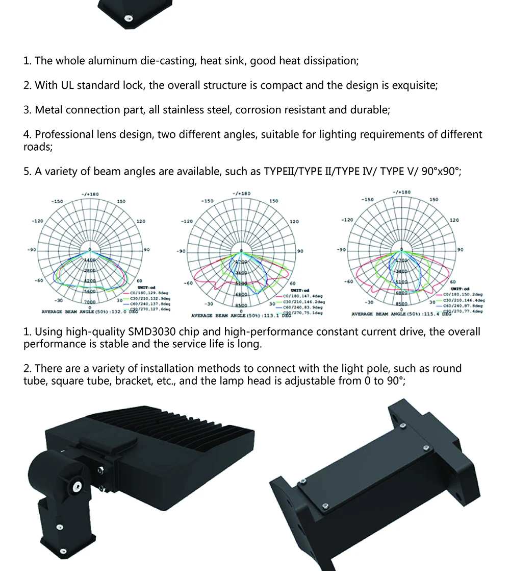 300w High quality LED light with smd 3030 chips street fixtures for Parking lot lighting