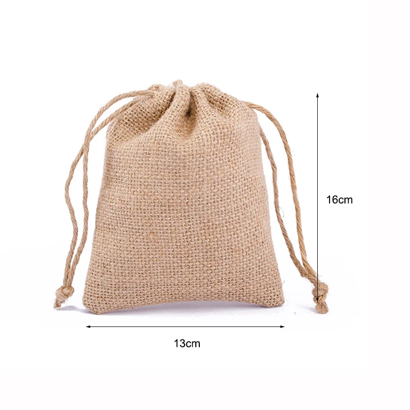 wholesale linen pouch tote burlap hemp jute drawstring bag with