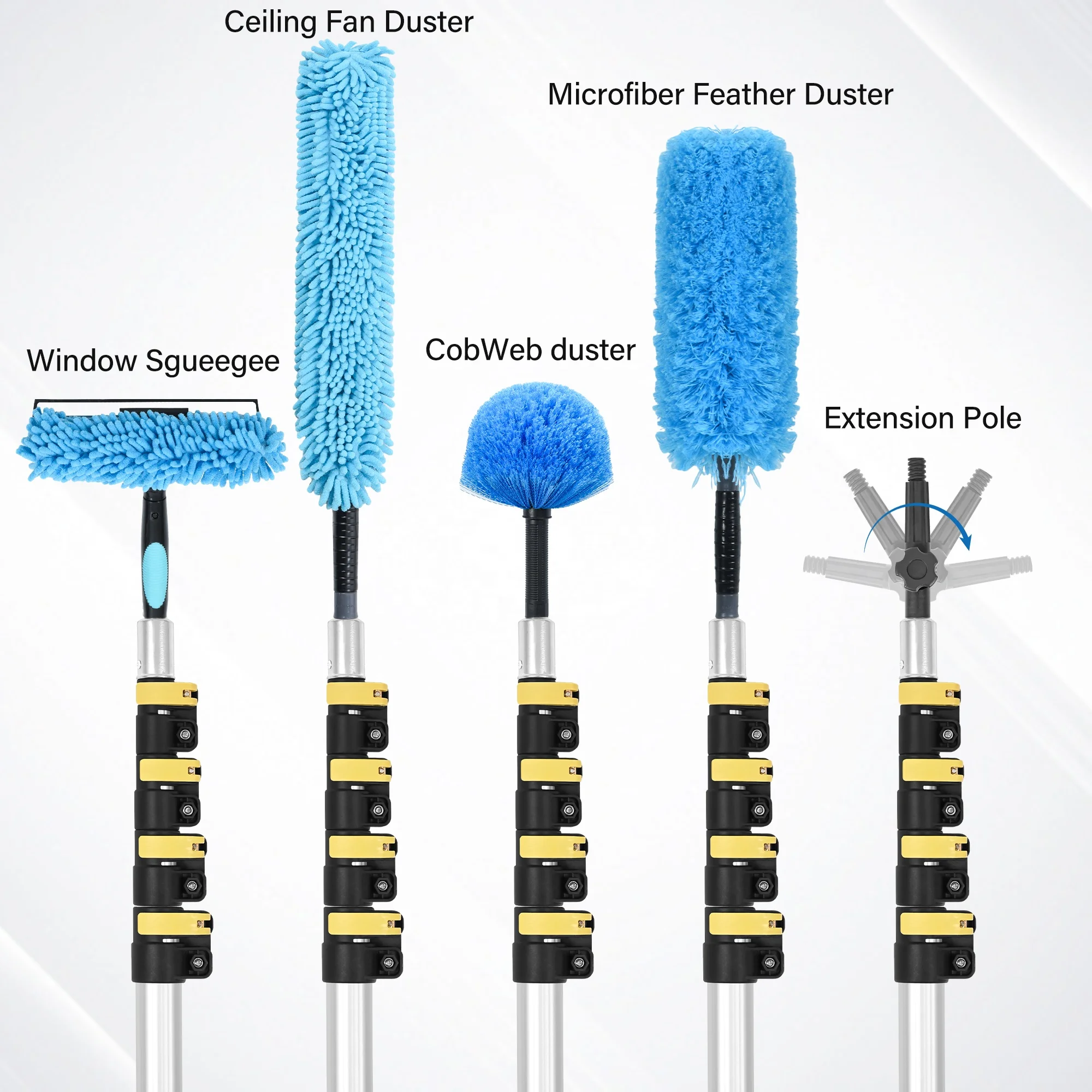 Long Handle Cleaning Brush Duster Kit With Foot Telescopic