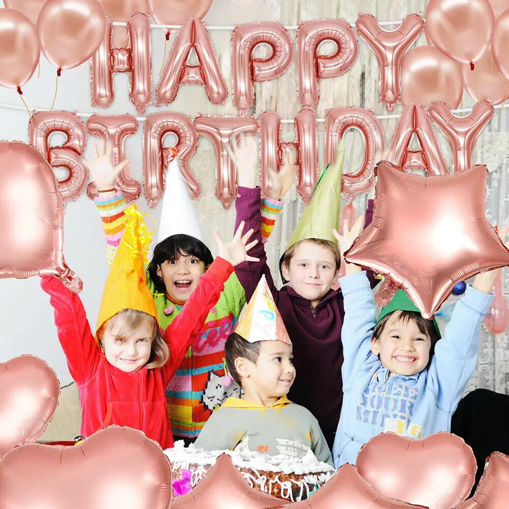 gold latex confetti letter balloons happy birthday party