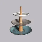 Serving Display Stand restaurant ceramic Porcelain three layers fruits dessert cake holder dishes plates