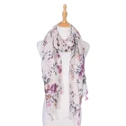 Wholesale Classical Flower Pattern Machine Printed 100% Polyester Women Spring Shawl Scarf With Tassel
