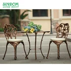 Outdoor rustproof cast aluminum patio table and chair furniture with grape pattern