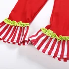 Children christmas 2pcs clothing set toddler reindeer T shirt kids ruffle flutter long sleeve top pants baby girls clothes
