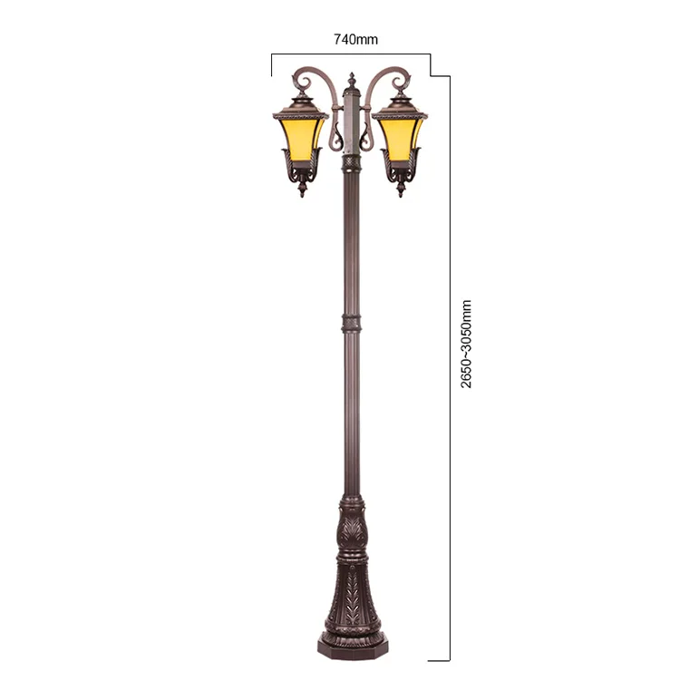 Hot sale garden light black bronze white E27 aluminum pole light post top light yard pole