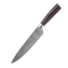 Amazon hot sale 8 inch damascus pattern stainless steel kitchen knife set with sharpener and gift box