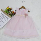 Western style 2 years old kid dress designs elegant pink cotton baby girl dress for Family party