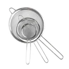 Rice vegetable fruit set of 3 long handle kitchen stainless steel fine mesh colander strainer