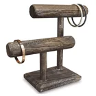 Chinese creative new style Design 2 Tier Wooden Jewelry Bracelet Watch and necklaces Display