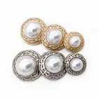 Top high quality selling pearl decoration garment shirt button stylish pearl metal shank button