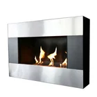 2016 decor flame stainless steel frame bioethanol wall mounted fireplace