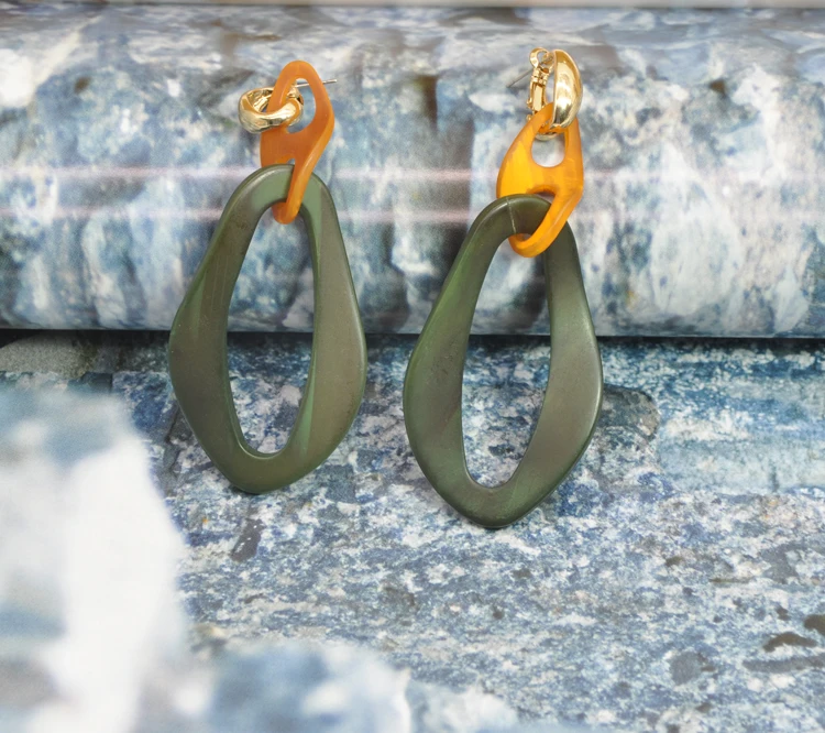 Irregular shape resin acrylic clip on earrings jewelry for women wholesale earring mixed