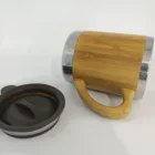 Eco-Friendly 400ml Stainless Coffee Mugs 2019 400ML Stainless Steel Bamboo Coffee Mugs with Lids