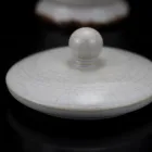 Rusting effect white ceramic canister set for bathroom cotton ball or swabs