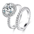 wedding engagement jewelry 925 sterling silver white gold cubic zirconia ring