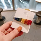 Korean version of the color rainbow color clip student hair accessories colorful hair clips crystal rhinestone hair clip