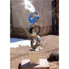 Garden Shiny Surface Circles Set Decoration Abstract Metal Garden Sculpture