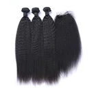 Factory Raw Virgin Hair Weft Kinky Straight Hair Full Lace Front Closure Hair Extension