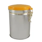 Airtight Silver Tea Food Containers Tins With Buckle Round Tin Cans