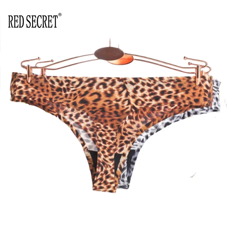 Cómodo señora sin costuras de estampado de leopardo ropa interior Invisible Sexy No hay rastro de T-Bikini Tanga