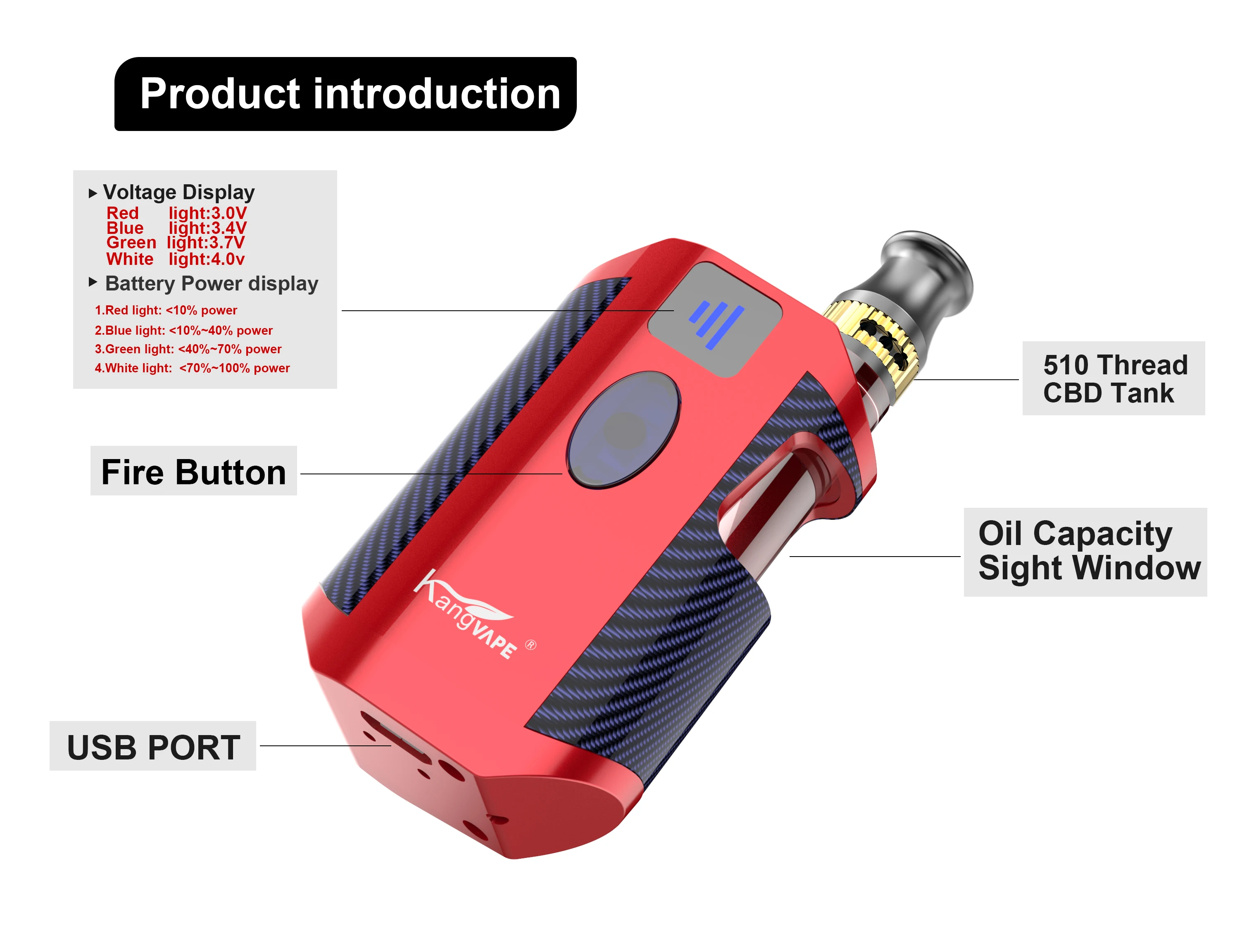 th-720 starter kit kangvape ceramic glass cartridge vape 650mah