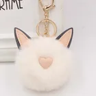 Ball All The Keychain Hairy Rabbit Ear Pom Ball Key Ring With All The Colors Mobile Phone Keychains