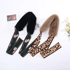 Fur Scarves Scarves 2020Popular Winter Women Leopard Ribbon Faux Rabbit Fur Scarves