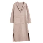 New Custom Design High Street Winter British Style Large Pocket Long Women Coat