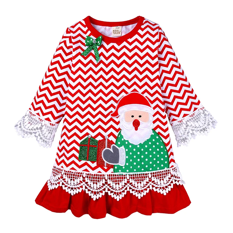 Новое рождественское платье для маленьких девочек рождественское платье для девочек детское Хлопковое платье костюм Санта Клауса для девочек