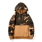 Supply mens warm camo color block hoodies sweatshirts plus size casual hoodies
