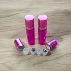 Factory direct supply custom size pink glitter perfume essential oil roller glass bottle with cap