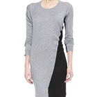 Colorblock knit bodycon dress long sleeve women tight dress custom