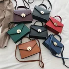 2019 Korean fashion leather handbags for women simple lock flip shoulder Messenger bag soild color cross body bags