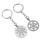 Hot sale men jewelry gift stainless steel metal keychain silver rudder maple leaves charms keychain