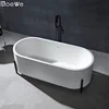oval shape composite marble cast resin stone bath solid surface tub, luxury soaking bathroom stand free artificial stone bathtub