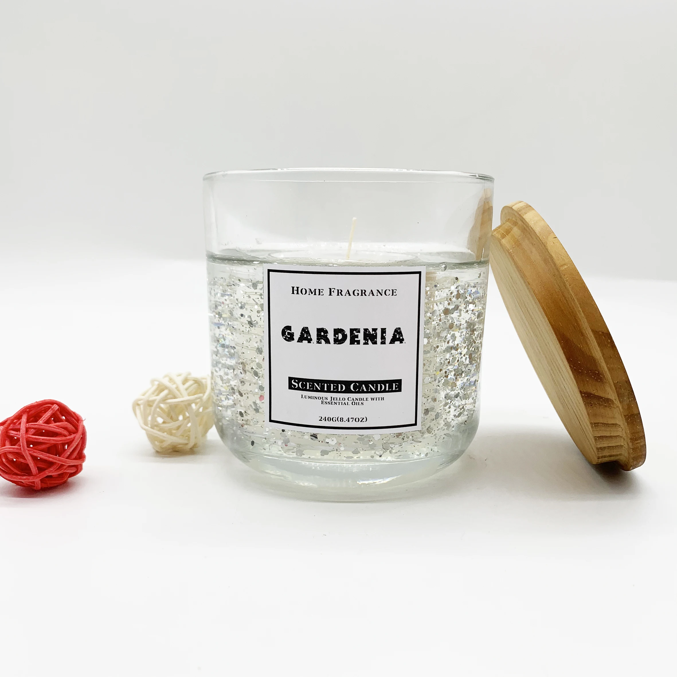 scented soy candle with metal/wood lid - buy luxury glass candle