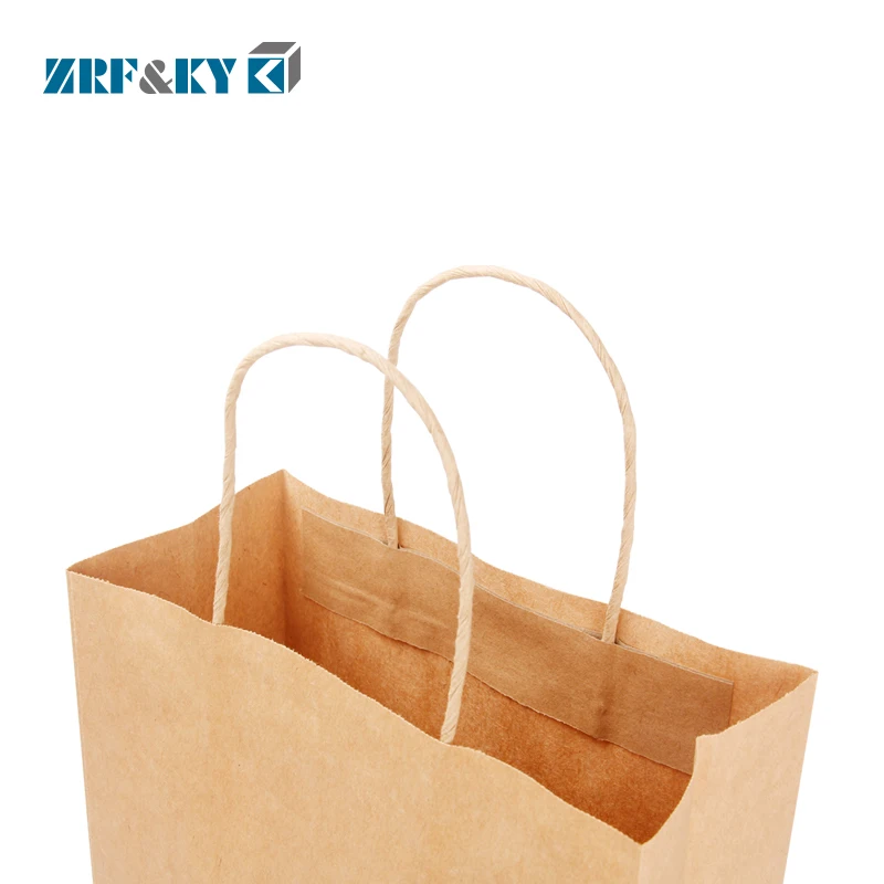 custom printing brown kraft paper tote gift carry packaging bag