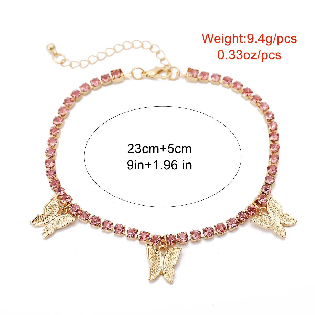 6 colors butterfly diamond anklet gold silver anklets designs wholesale