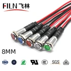 FILN flat head metal 8mm led indicator light with buzzer 48v 110v 220v red yellow blue white led light