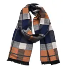 Custom Knit Striped Infinity White Soft Winter Scarf With Logo