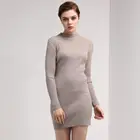Oem fashion lady Tight fitness sweater custom women sweater dress gray